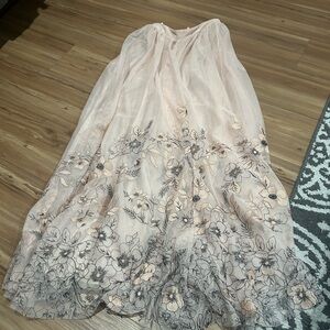 BHLDN Elegant Floral Embroidered Maxi Skirt Size 2